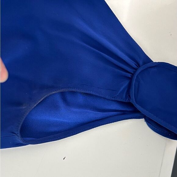 AU Amanda Uprichard Royal Blue 100% Silk Sleeveless Drawstring Waist Mini Dress - Picture 12 of 12